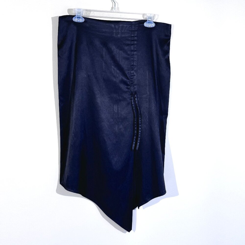 United Colors of Benetton Satin Ruched Midi Front Tie Slit Skirt Size 46IT 10US